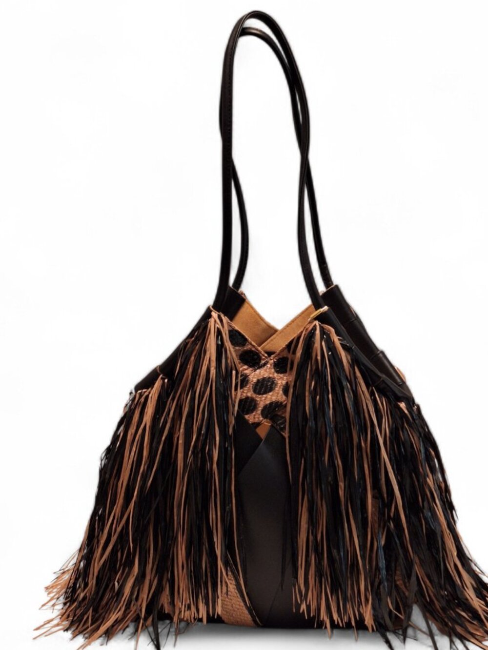 Ulla Johnson Charlotte fringe black & tapir shoulder bag with suede lining - Picture 4 of 15